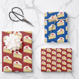 Feuille De Papier Cadeau Tranches de gâteau de fête - Dessert d'éponge cong