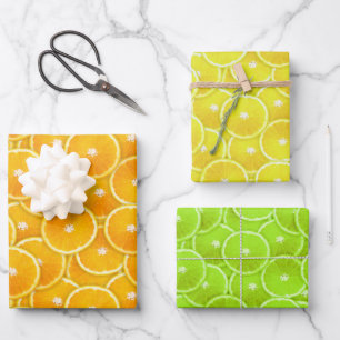 Feuille De Papier Cadeau Tranches d'orange, de citron et de chaux
