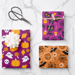 FEUILLE DE PAPIER CADEAU TREATS D'HALLOWEEN