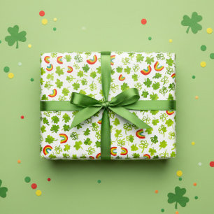 Feuille De Papier Cadeau Trèfles aquarelle et St Patrick journee des arcs-e