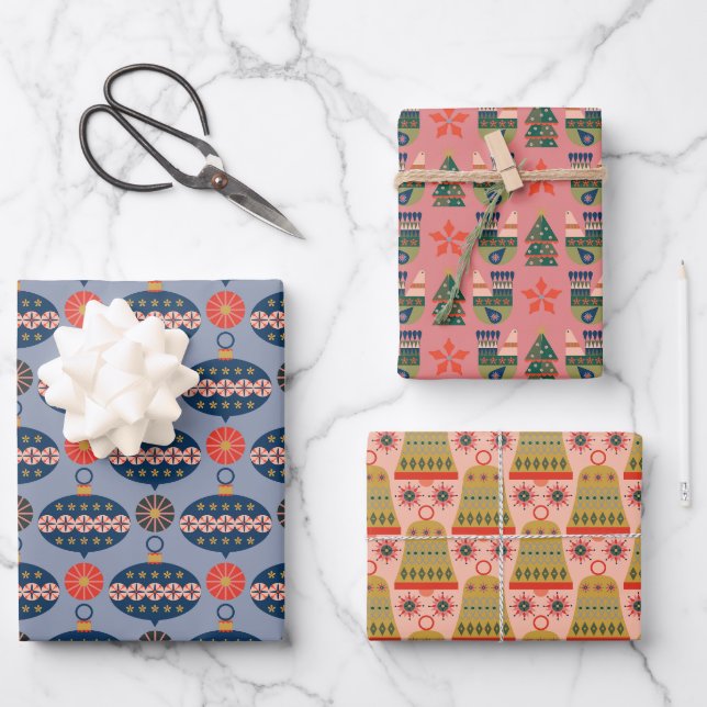 Feuille De Papier Cadeau Très Joyeux Motifs de Noël (Recto)