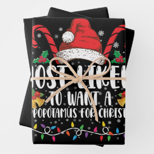 Feuille De Papier Cadeau Très Probable De Vouloir Un Hippopotame Pour Noël