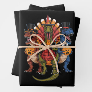 Feuille De Papier Cadeau TRexgiving T-Rex Joyeux Thanksgiving Dinosaures 