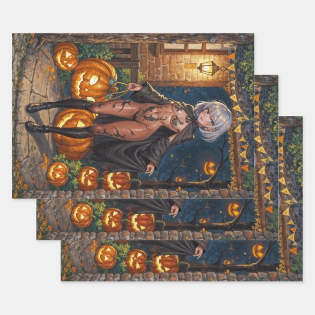 Feuille De Papier Cadeau Trick ou le traitement, Brave Halloween Costume Gi (Lot)