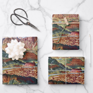 Feuille De Papier Cadeau Trient vintage et la carte des Dolomites de Brenta