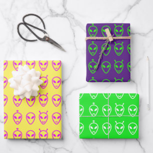 Feuille De Papier Cadeau Trio Alien