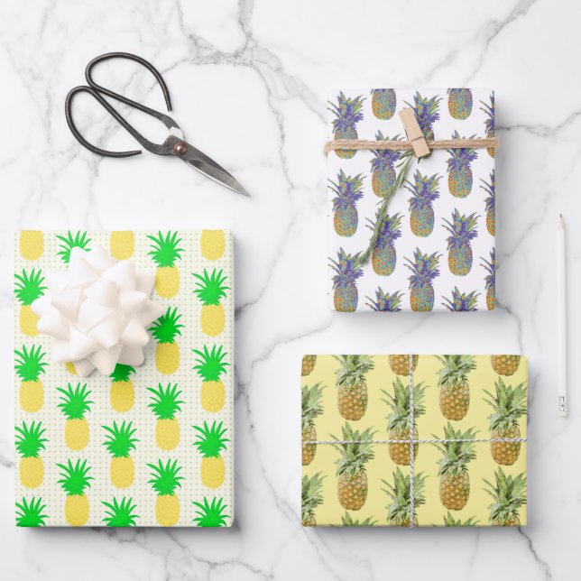 Feuille De Papier Cadeau Trio d'art de la pop ananas (Recto)