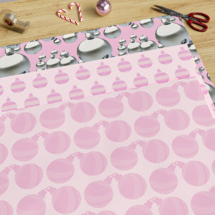 Feuille De Papier Cadeau Trio de motifs d'ornement de Noël rose pour les Fê