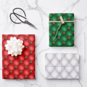 Feuille De Papier Cadeau Trio de Noël avec feuillu