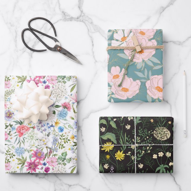 Feuille De Papier Cadeau Trio de rêve botanique 3 (Recto)