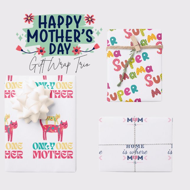 Feuille De Papier Cadeau Trio d'enveloppes cadeau tactile de la mère (Créateur téléchargé)