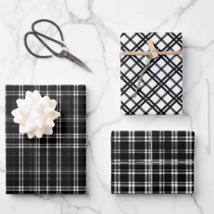 Feuille De Papier Cadeau Trio géométrique noir et blanc