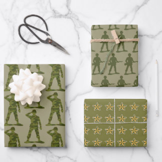 Feuille De Papier Cadeau Trio Hommes de l'Armée Verte
