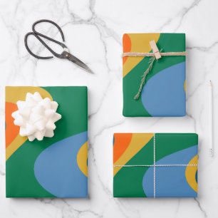 Feuille De Papier Cadeau Trippy Dream Retro Abstrait Multi Color Motif