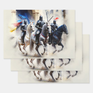 Feuille De Papier Cadeau Trois Chevaliers Sortent - La Quête