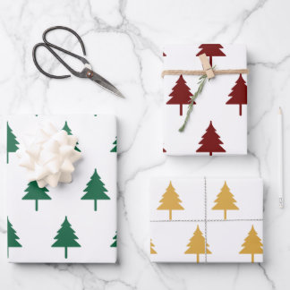 Feuille De Papier Cadeau Trois couleurs de l'arbre de Noël