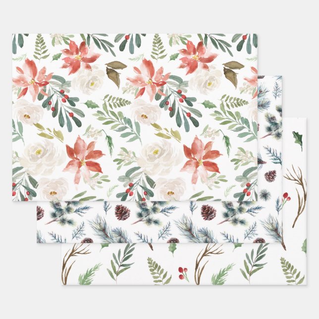 Feuille De Papier Cadeau Trois motifs de Noël différents (Lot)