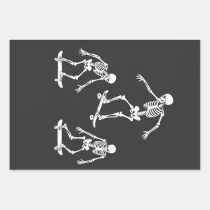 Feuille De Papier Cadeau Trois skateboard Éffrayant Skeleton Halloween