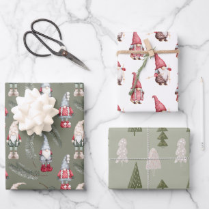 Feuille De Papier Cadeau Trolls Gnomes de Noël