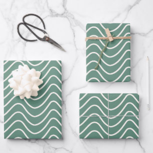 Feuille De Papier Cadeau Tropical Green Chevron Motif Minimal Zigzag