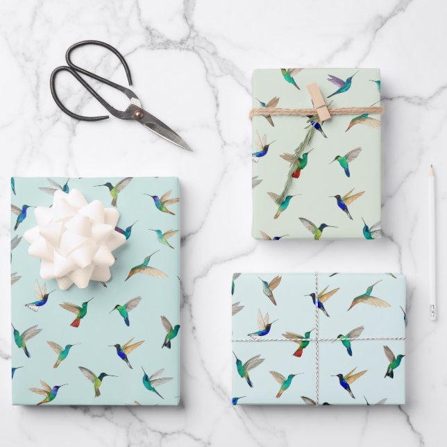Feuille De Papier Cadeau Tropical Hummingbirds (Recto)