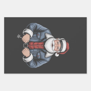 Feuille De Papier Cadeau Trucker Santa Claus Funny Camion Conduite Noël