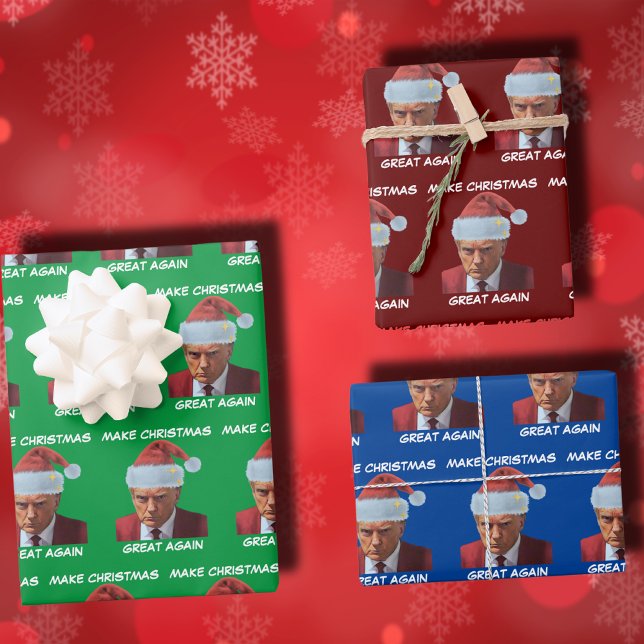 Feuille De Papier Cadeau Trump 2024 Mug shot Rendre Noël magnifique (Créateur téléchargé)