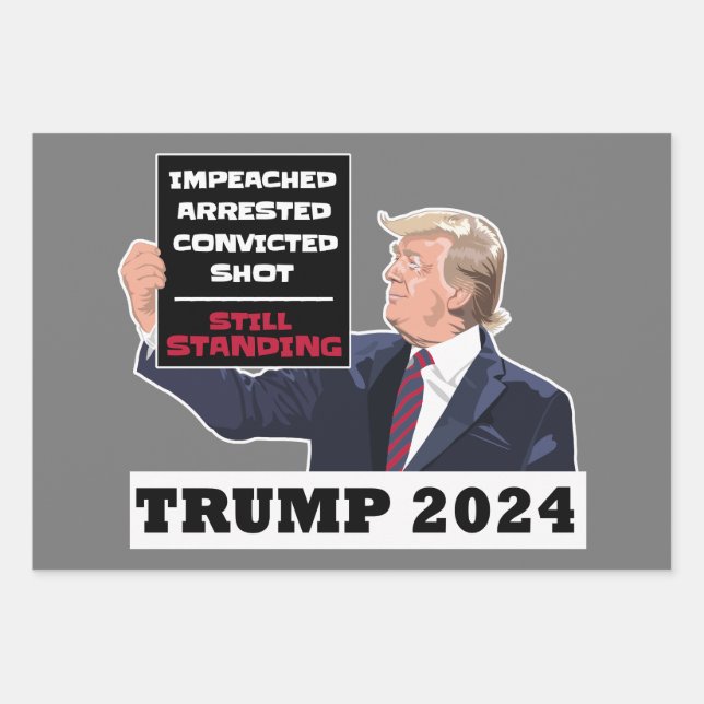 Feuille De Papier Cadeau Trump 2024 Toujours Président Élection USA (Devant 3)