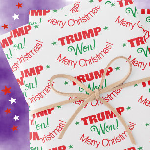 Feuille De Papier Cadeau TRUMP A GAGNÉ ! Red Green Joyeux Noël Set Envelopp