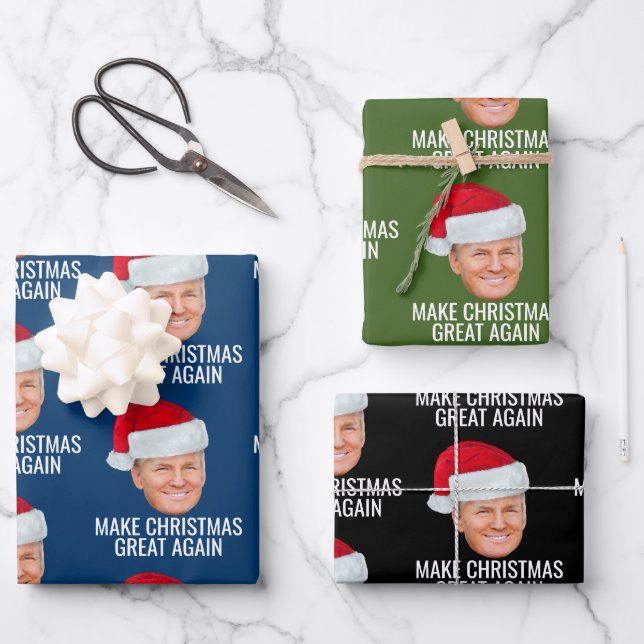 Feuille De Papier Cadeau Trump avec Santa Hat - Rendre Noël magnifique (Recto)