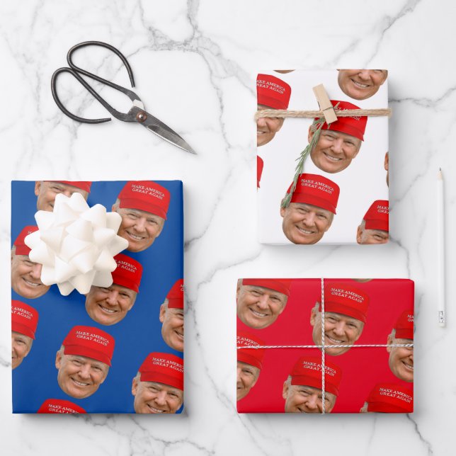 Feuille De Papier Cadeau TRUMP MAGA Noël (Recto)