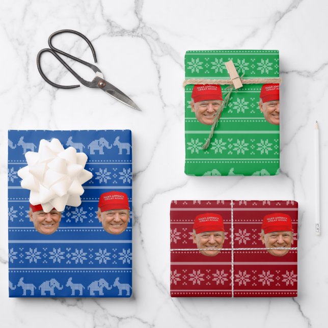 Feuille De Papier Cadeau TRUMP MAGA Noël (Recto)