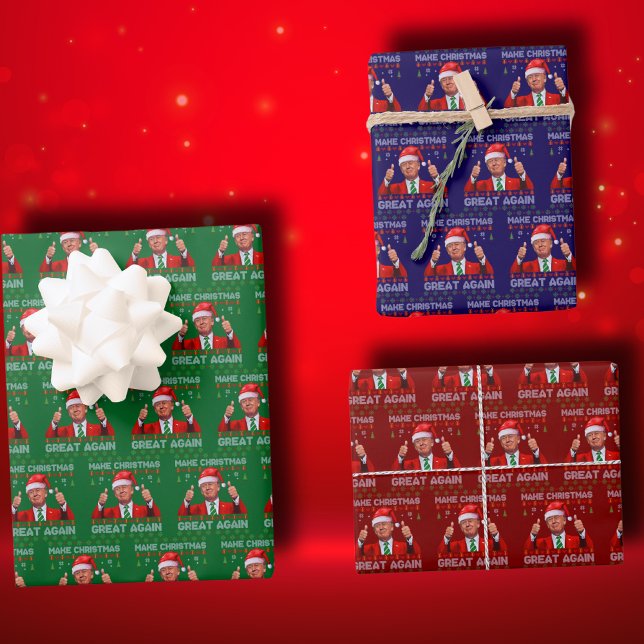 Feuille De Papier Cadeau Trump Santa Hat | Trump redonne sa grandeur à Noël (Créateur téléchargé)
