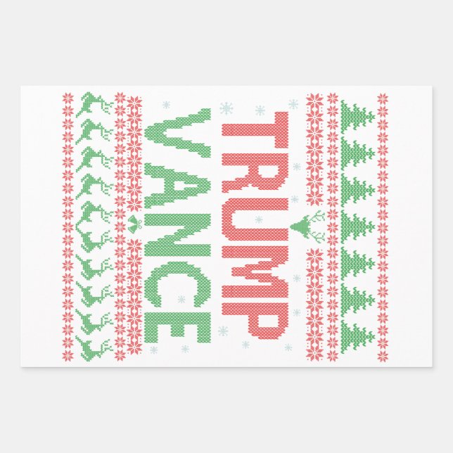 Feuille De Papier Cadeau Trump Vance Républicain Moche Noël Sweater Noël (Devant)