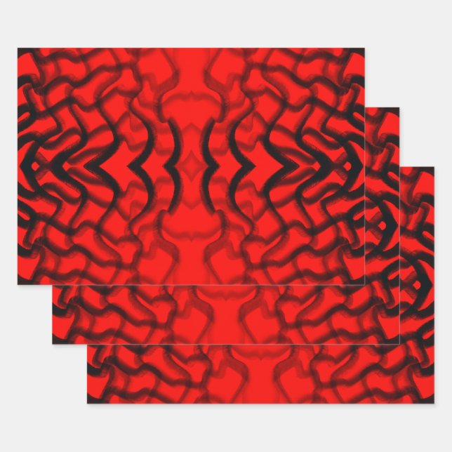 Feuille De Papier Cadeau Tubulaire Noir Et Rouge (Lot)