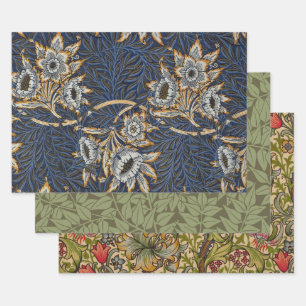 Feuille De Papier Cadeau Tulipe Saules Motif Bleu Floral de William Morris