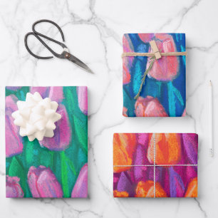 Feuille De Papier Cadeau Tulipes Field Fleurs de printemps rose floral Oran