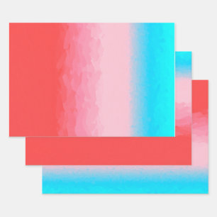 Feuille De Papier Cadeau Turks and Caicos Blue et Coral Ombre