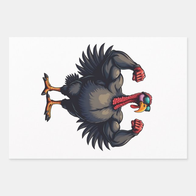 Feuille De Papier Cadeau Turquie Bodybuilding Thanksgiving Day Gym entraîne (Devant)