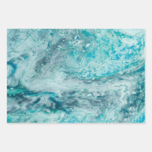 Feuille De Papier Cadeau Turquoise Abstrait Paint Pour Art