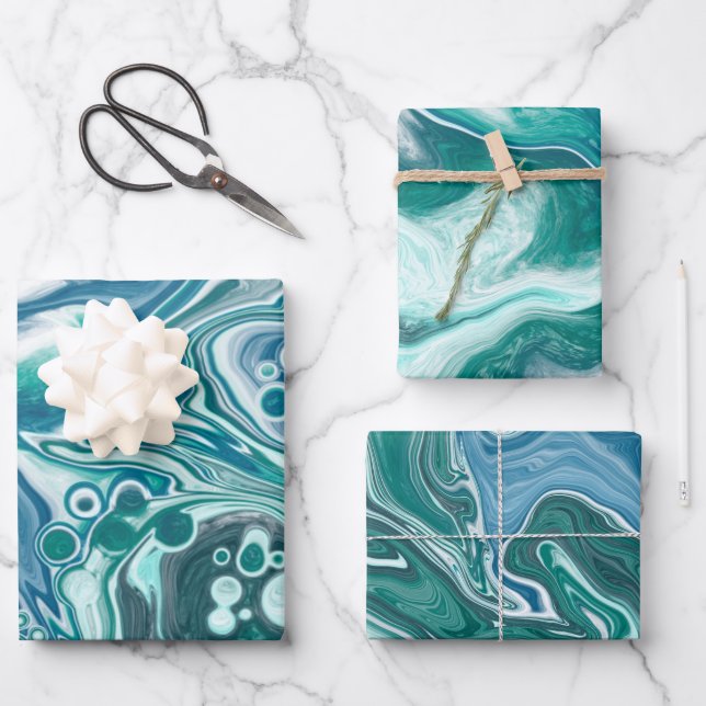 Feuille De Papier Cadeau Turquoise Bleu Turquoise (Recto)