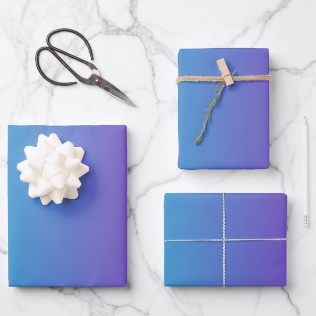 Feuille De Papier Cadeau Turquoise bleu violet dégradé (Recto)