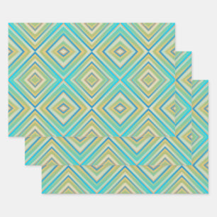 Feuille De Papier Cadeau Turquoise Blues Alternative Diamond Motif