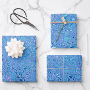Feuille De Papier Cadeau Turquoise et bleu cristal Abstrait