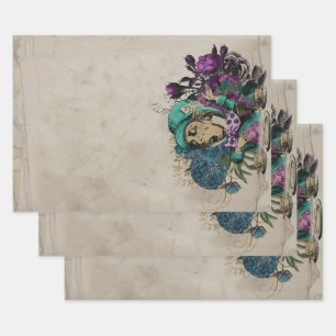 Feuille De Papier Cadeau Turquoise Mad Hatter Alice au pays des merveilles