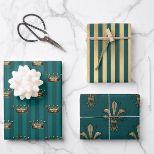 Feuille De Papier Cadeau Turquoise - Sarcelle et Or Thème Paris