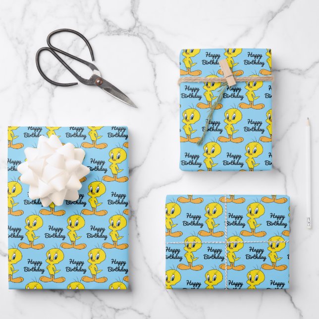 Feuille De Papier Cadeau TWEETY™ | Clever Bird Personalized (Recto)