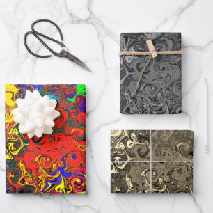 Feuille De Papier Cadeau Twirlers colorés Abstraits / 3 Filtres /