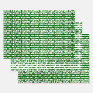 Feuille De Papier Cadeau Typographie de Noël vert foncé et blanc