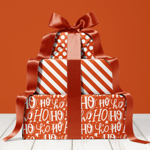 Feuille De Papier Cadeau Typographie Ho Ho Ho Modèle Joyeux Noël Christmas